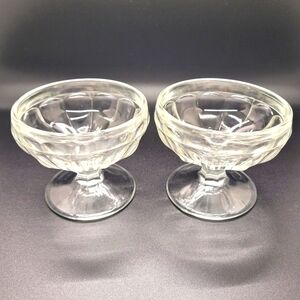 Vintage Glass Ice Cream Parlor Sundae Bowls Set of 2